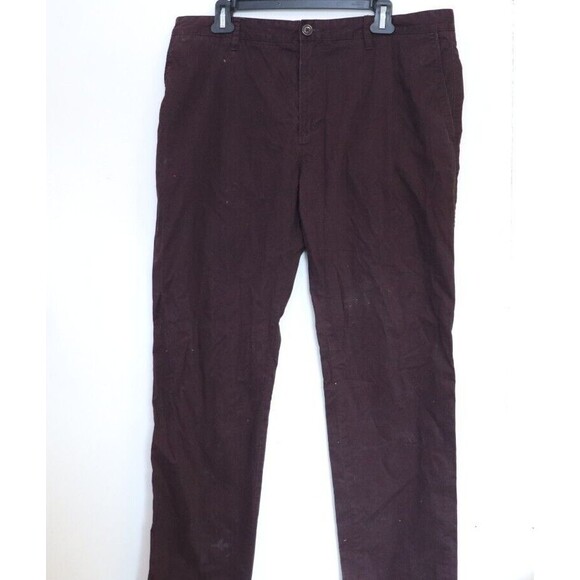 Lacoste Pants Mens Size 36x32 Burgundy Straight Leg Regular‎ Twill Chino Preppy - Picture 1 of 7